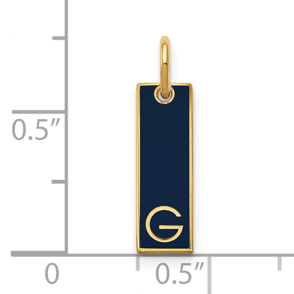 Sterling Silver/Gold-plated Small Enameled Initial Bar Charm - Picture 2 of 2